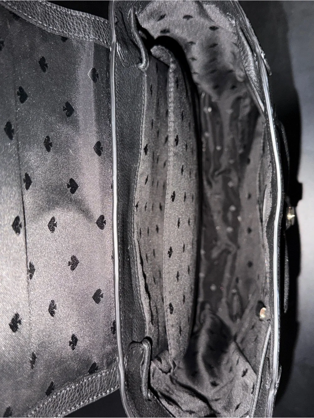kate spade Black Pebbled Leather Backpack with Gold Logo
